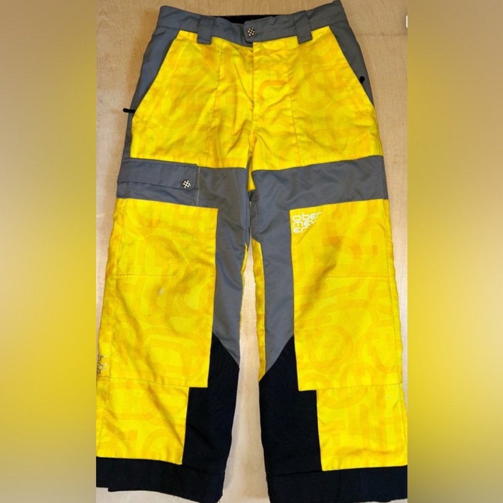 Obermeyer EXTENDED LENGTH Junior Sz 10 Snow Ski Snowboard Pants Yellow Black